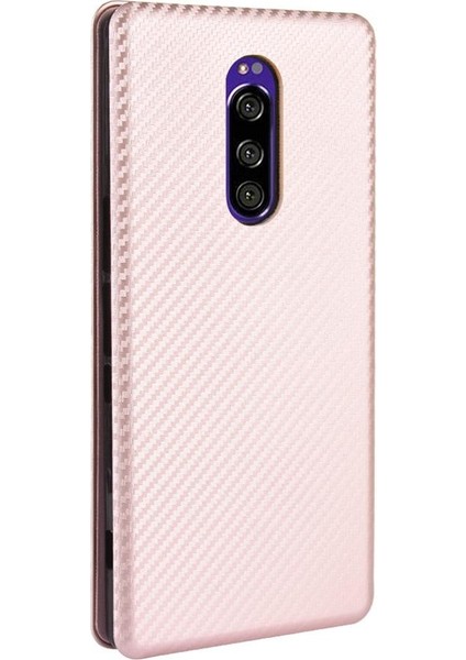 Kart Tutucu Kickstand ile Sony Xperia 1 Manyetik Karbon Fiber Için Kılıf (Yurt Dışından) fırsatları
