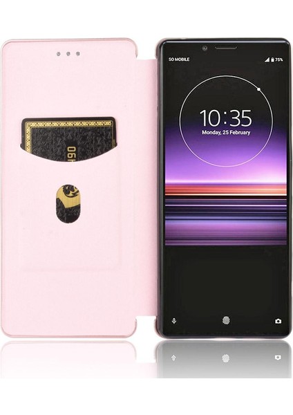 Kart Tutucu Kickstand ile Sony Xperia 1 Manyetik Karbon Fiber Için Kılıf (Yurt Dışından) indirimleri