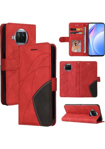Xiaomi 10T Lite Için Kılıf Pu ile Iki Renkli Dikiş Kickstand Koruyucu (Yurt Dışından)
