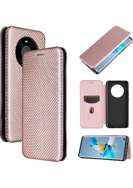 Kart Tutucu Kickstand ile Huawei Mate 40 Manyetik Karbon Fiber Için Kılıf (Yurt Dışından)