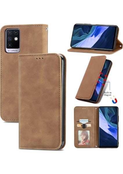 Infinix Not 10 Fermuar Cüzdan Basit Iş Kordon Deri Için Kılıf (Yurt Dışından)