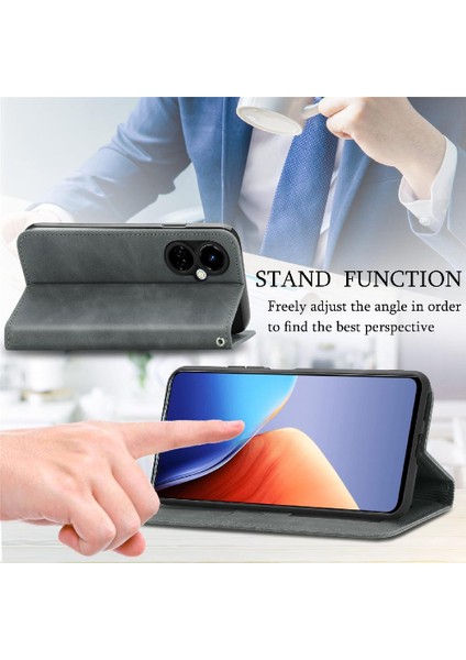 Tecno Camon 19 Deri Çanta Basit Iş Cüzdan Kordon Için Kılıf (Yurt Dışından)