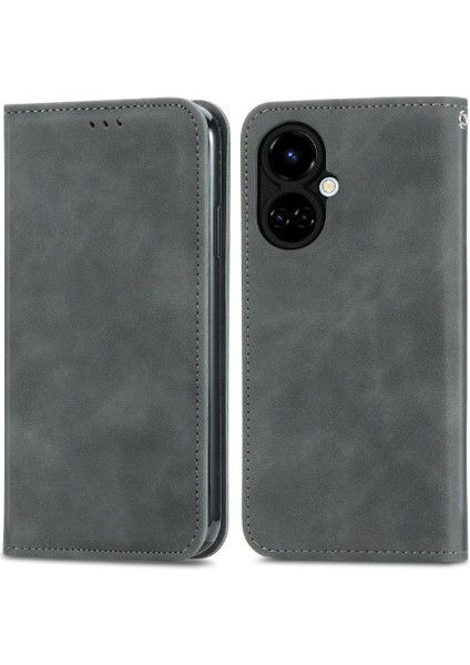 Tecno Camon 19 Deri Çanta Basit Iş Cüzdan Kordon Için Kılıf (Yurt Dışından)