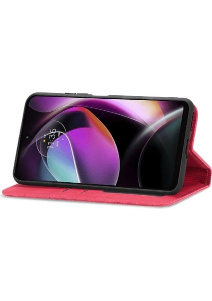 Moto G 2022 Basit Iş Fermuar Cüzdan Kordon Deri Kılıf (Yurt Dışından)