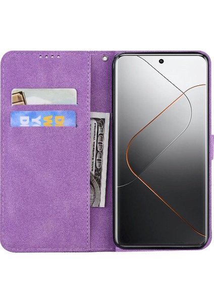 Xiaomi 14 Pro Deri Cüzdan Büyük Kelebek ile Elmas (Yurt Dışından)