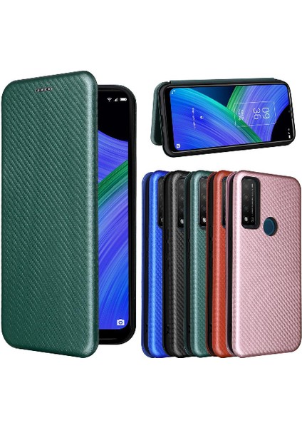 Tcl 20R 5G/20AX Tam Koruma Manyetik Karbon Fiber Kart Flip Için Kılıf (Yurt Dışından)