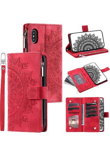 Kırmızı Dikey Çizgili Karbon Fiber Pu Eklenmiş IPhone Xs Max Için Kılıf (Yurt Dışından)