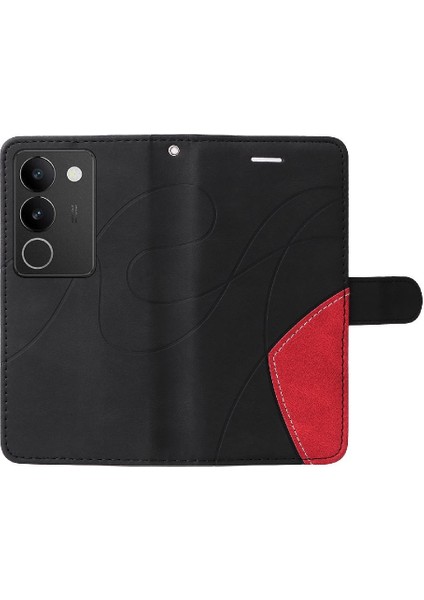 Vıvo V29 5g Pu Deri Flip Folio Kılıf Için Kılıf ile Iki Renkli Dikiş (Yurt Dışından)