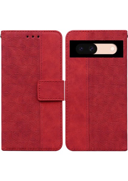 Google Piksel 8A Kickstand Özelliği Cüzdan Kapağı Için Kılıf Geometrik Kabartmalı (Yurt Dışından)