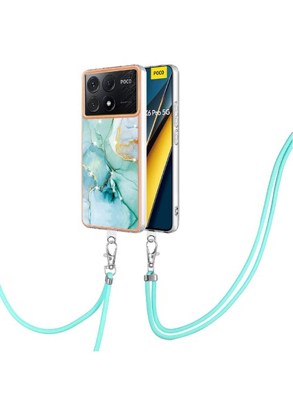 Xiaomi Redmi Için Kılıf K70E Anti-Scratch Yumuşak Mermer Tampon Crossbody Kayış (Yurt Dışından)