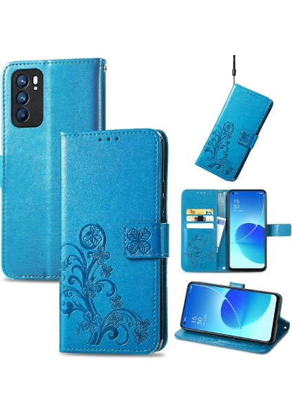 Mays Shop Oppo Case 6 5g Için Zarif Iş Çevirme Kapağı Dört Yapraklı Yonca (Yurt Dışından)