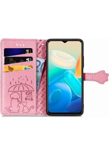 Mays Shop Vivo Y77 5g Karikatür Hayvanlar Için Kılıf Darbeye Kısa Kayış Deri Kılıf (Yurt Dışından)