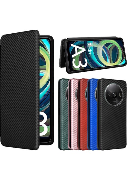 Kart Tutucu Kickstand ile Xiaomi Redmi A3 Manyetik Karbon Fiber Için Kılıf (Yurt Dışından)