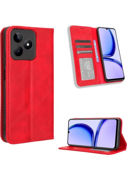 Realme C51 4g Manyetik Kapatma Cüzdan Pu Deri Kılıf (Yurt Dışından)