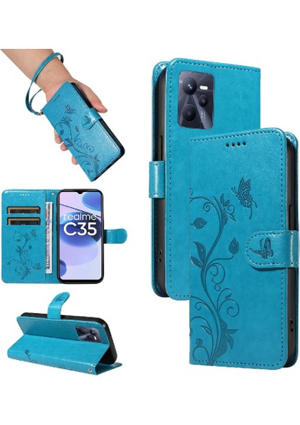 Realme C35 4g Kabartmalı Kelebek El Kayışı ile Yüksek Kalite (Yurt Dışından)