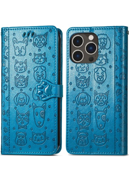 Iphone 14 Için Kılıf Promax Karikatür Hayvanlar Kısa Kayış Kapak Çevirin Deri (Yurt Dışından)