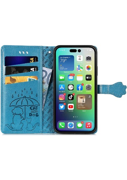 Iphone 14 Için Kılıf Promax Karikatür Hayvanlar Kısa Kayış Kapak Çevirin Deri (Yurt Dışından)
