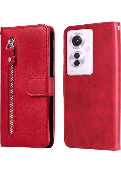 Oppo Oppo 11F Için Kılıf Koruyucu Kapak Kart Yuvası Tutucular Deri Fermuar (Yurt Dışından)