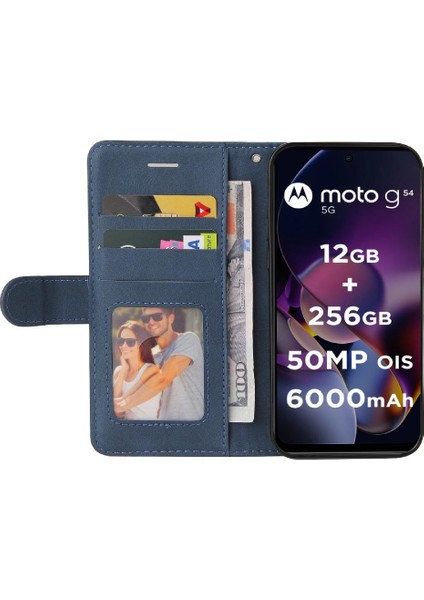 Motorola G54 5g Için Kart Yuvası Standı Iki Renkli Dikiş Pu Flip (Yurt Dışından)