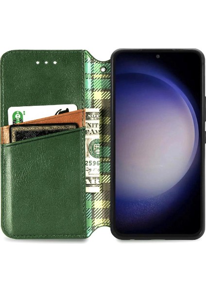 Samsung Galaxy S23FE Zarif Iş Deri Kılıf Cüzdan Flip (Yurt Dışından)