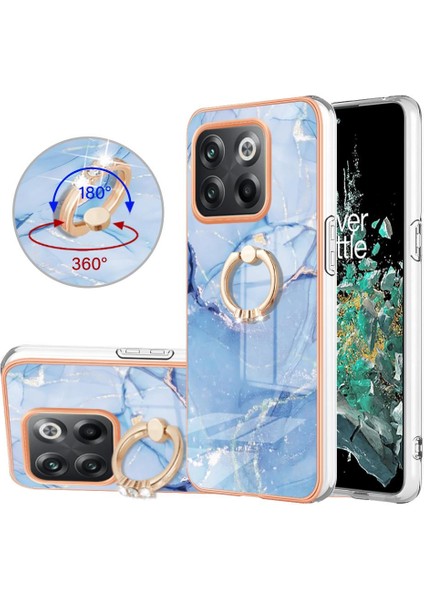 Oneplus 10T 5g Tampon Için Kılıf 360 &deg; Dönebilir Halka Mermer Darbeye Tpu (Yurt Dışından)