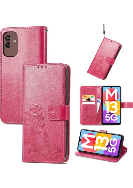 Samsung Galaxy M13 5g Için Kılıf Deri Kılıf Kapak Kapak Kısa Kayış Dört (Yurt Dışından)