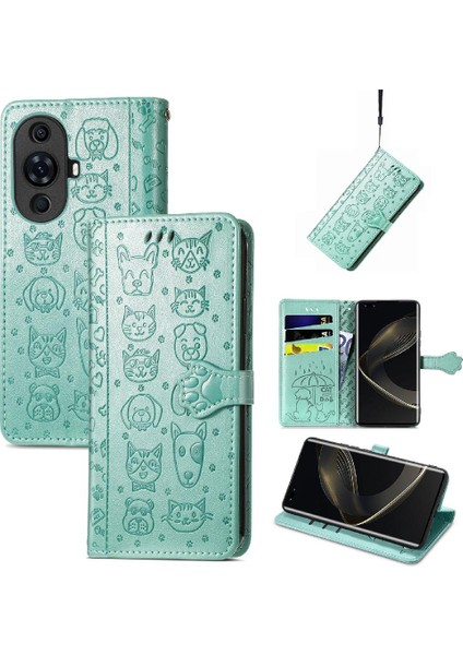 Huawei Nova 11 Pro Karikatür Hayvanlar Için Kısa Kayış Kapak Kılıfı (Yurt Dışından)