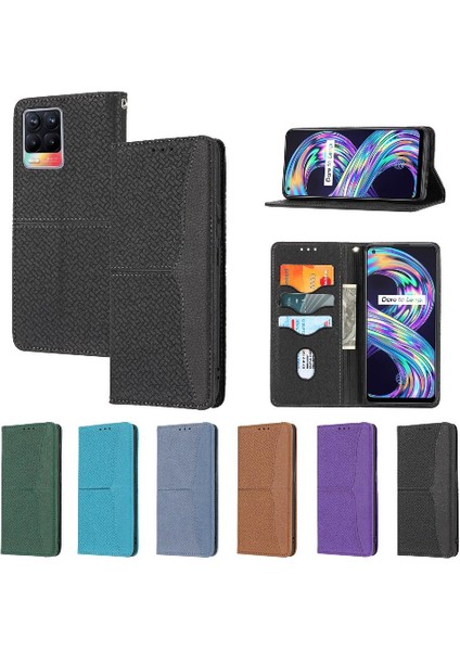 Realme 8 Pro 4g Için Kılıf/realme 8 4g Flip Folio Kitap Kredi Kartı Tutucu Pu (Yurt Dışından)