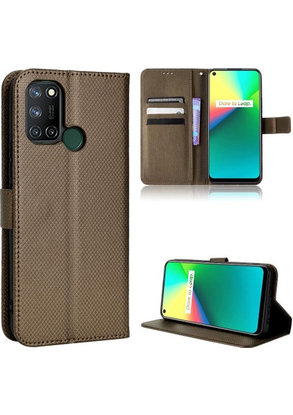Realme C17 Için Kılıf Kapak Kickstand Manyetik Cüzdan Kart Tutucu (Yurt Dışından)