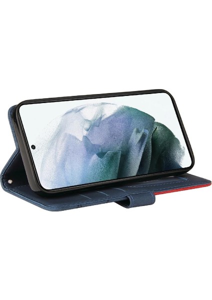 Kart Yuvası Standı Iki Renkli Dikiş Pu ile Samsung Galaxy S22 Için Kılıf (Yurt Dışından) indirimleri