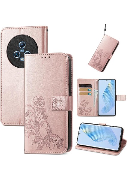 Huawei Onur Için Kılıf Sihirli 5 Dört Yapraklı Yonca Flip Kapak Kılıf (Yurt Dışından)