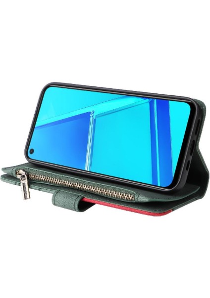 Oppo A92/A72/A52 Iki Renkli Dikiş Fermuar Cüzdan Tarzı Dokuz (Yurt Dışından)
