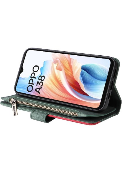 Oppo A38 4g Için KILIF/A18 Dokuz Kart Yuvaları Fermuar Cüzdan Tarzı Kickstand (Yurt Dışından)