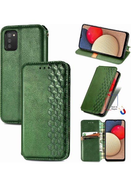 Samsung Galaxy A02S Için Kılıf Moda Tasarım Deri Kılıf Cüzdan Fonksiyonu (Yurt Dışından)