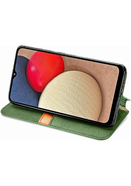 Samsung Galaxy A02S Için Kılıf Moda Tasarım Deri Kılıf Cüzdan Fonksiyonu (Yurt Dışından)