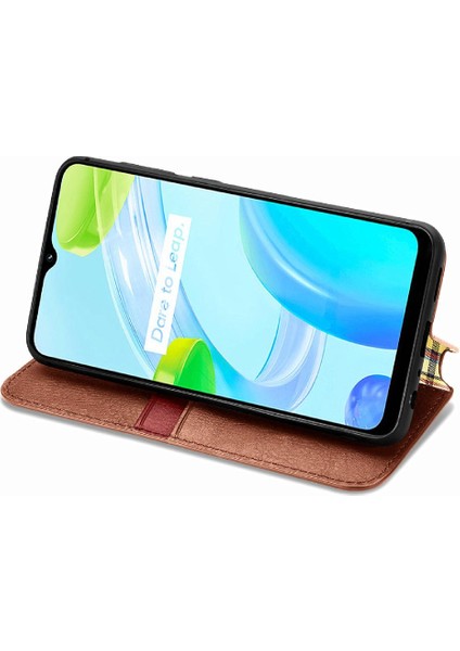 Oppo Realme C30 Deri Kılıf Kapak Kapak Zarif Iş Için Kılıf (Yurt Dışından) fırsatları