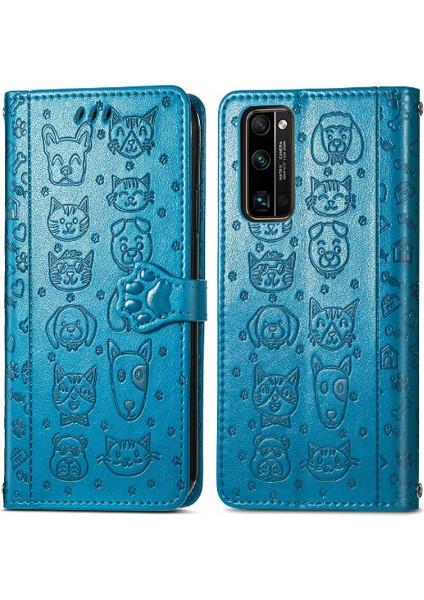 Huawei Onur 30 Pro Karikatür Hayvanlar Için Kılıf Kapak Çevirin Deri Kılıf Kısa (Yurt Dışından)
