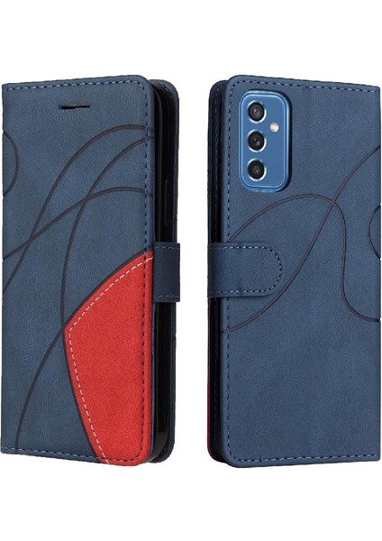 Samsung Galaxy M52 5g Iki Renkli Dikiş Kickstand Koruyucu Pu (Yurt Dışından)