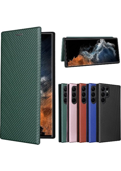 Samsung Galaxy S22 Ultra Deri Folio Flip Case Kart Ekleme Için Kılıf (Yurt Dışından)
