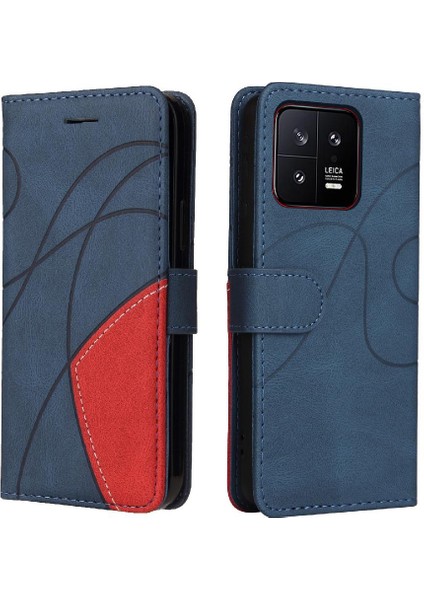 Xiaomi 13 Kickstand Koruyucu Iki Renkli Dikiş Pu Deri (Yurt Dışından)