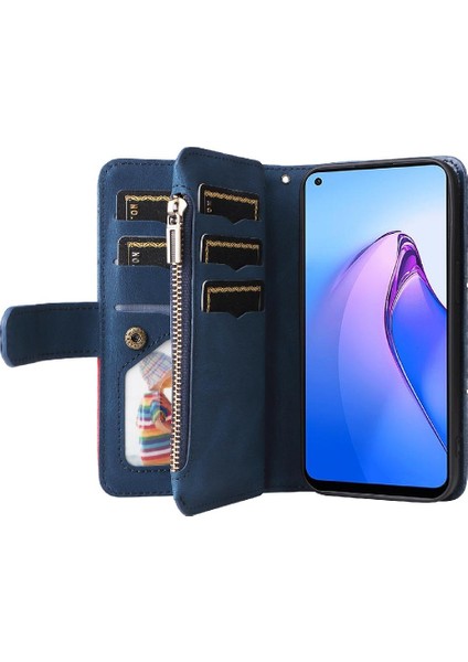 Kart Yuvası Standı Fermuar Cüzdan Tarzı Dokuz ile Oppo Oppo 8 5g Için Kılıf (Yurt Dışından)