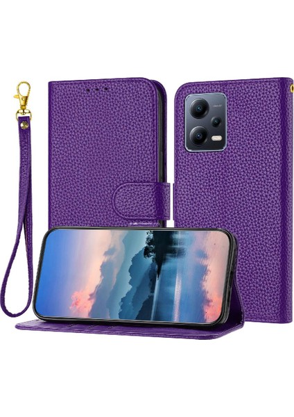 Telefon Kılıfı Için Xiaomi Poco X5 Flip Folio Cüzdan Pu Deri Kart Yuvaları (Yurt Dışından)