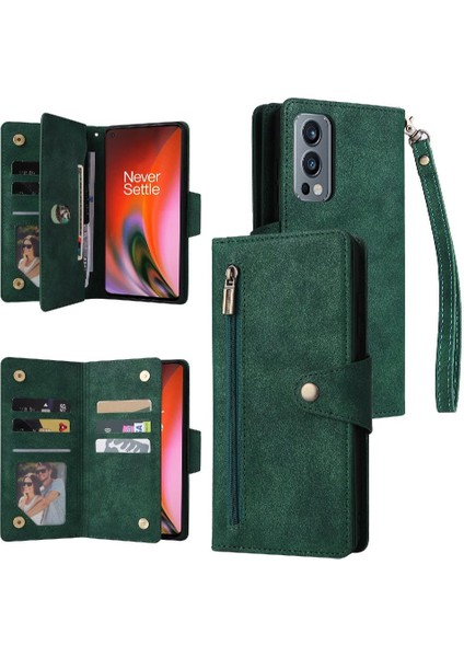 Oneplus Nord 2 Fermuar Cüzdan Kapak Için Kılıf El ile Manyetik Deri (Yurt Dışından)