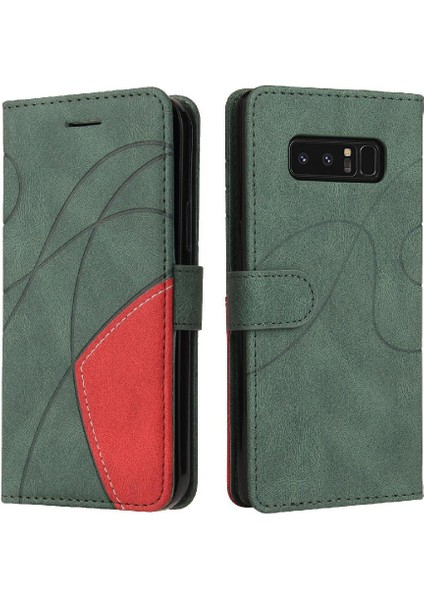 Samsung Galaxy Not 8 Için Kılıf Iki Renkli Dikiş Pu Deri Flip Folio (Yurt Dışından)