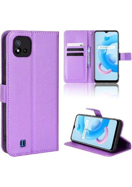 Realme C20/C11 Kapak Için Kickstand Kart Tutucu Manyetik Cüzdan (Yurt Dışından)