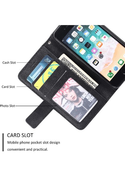 IPhone 7 / 8 Pu Deri Manyetik Kart Tutucu Kickstand Cüzdan (Yurt Dışından)