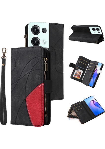 Kart Yuvası Standı Fermuar Cüzdan Tarzı ile Oppo Oppo 8 Pro 5g Için Kılıf (Yurt Dışından)