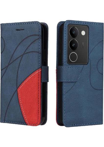 Vıvo V29 5g Pu Deri Flip Folio Kılıf Için Kılıf ile Iki Renkli Dikiş (Yurt Dışından)
