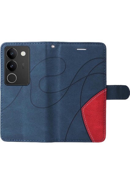 Vıvo V29 5g Pu Deri Flip Folio Kılıf Için Kılıf ile Iki Renkli Dikiş (Yurt Dışından)