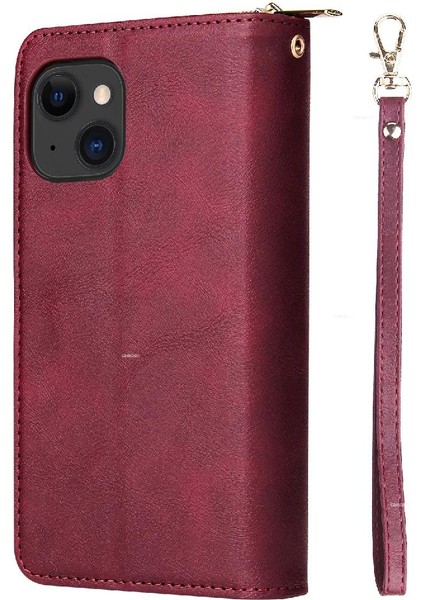 Iphone 15 Için Kılıf Kart Tutucu Fermuar Cep Cüzdan Kılıf 9 Kart Yuvaları ile (Yurt Dışından) indirimleri